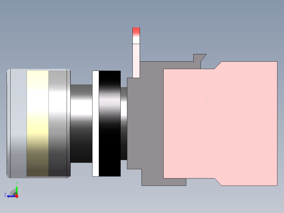 自复位按钮（带灯）YW1L-MF2E10Q4Y（24V黄）右视图