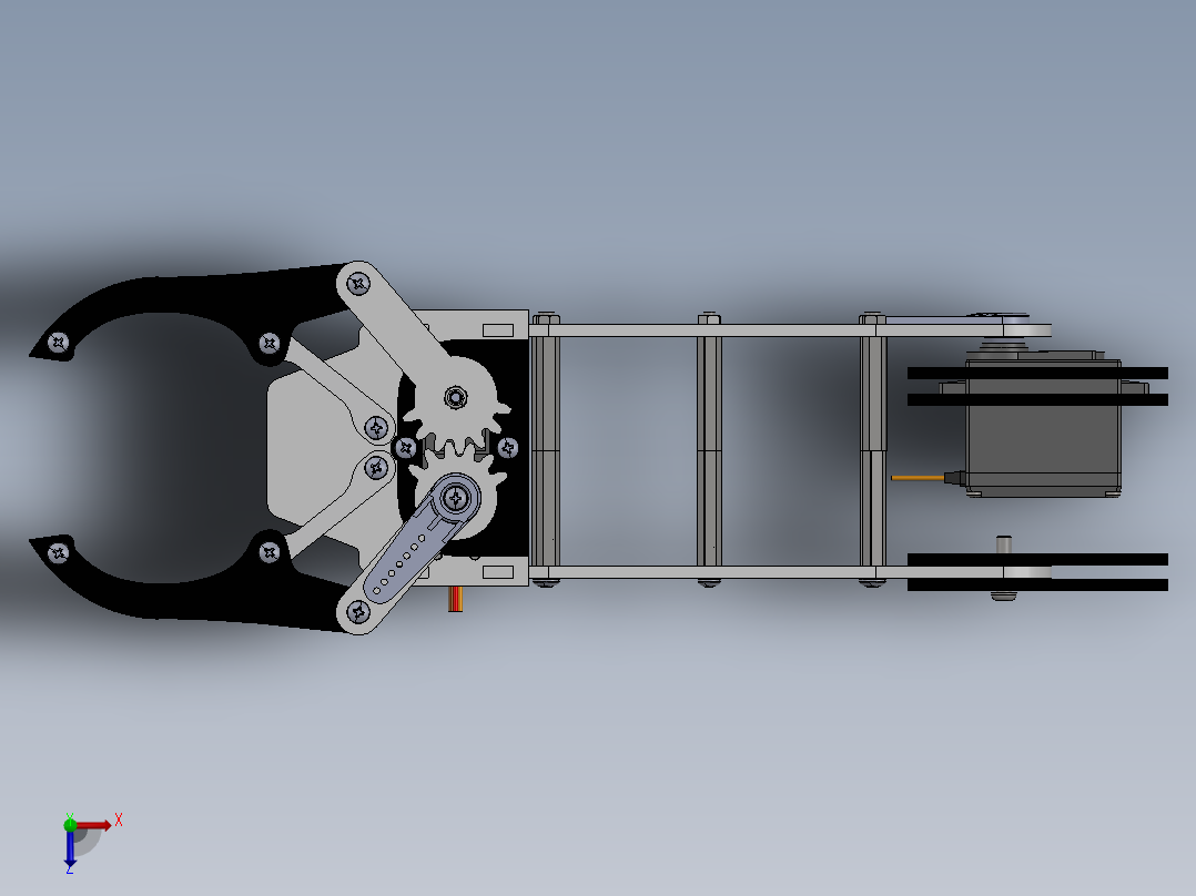 带传感器的机械臂结构俯视图