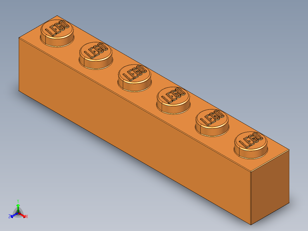 乐高套装 4421基本积木-4189007 - 3009 Bright Orange Brick 1 x 6.STEP正等轴测图