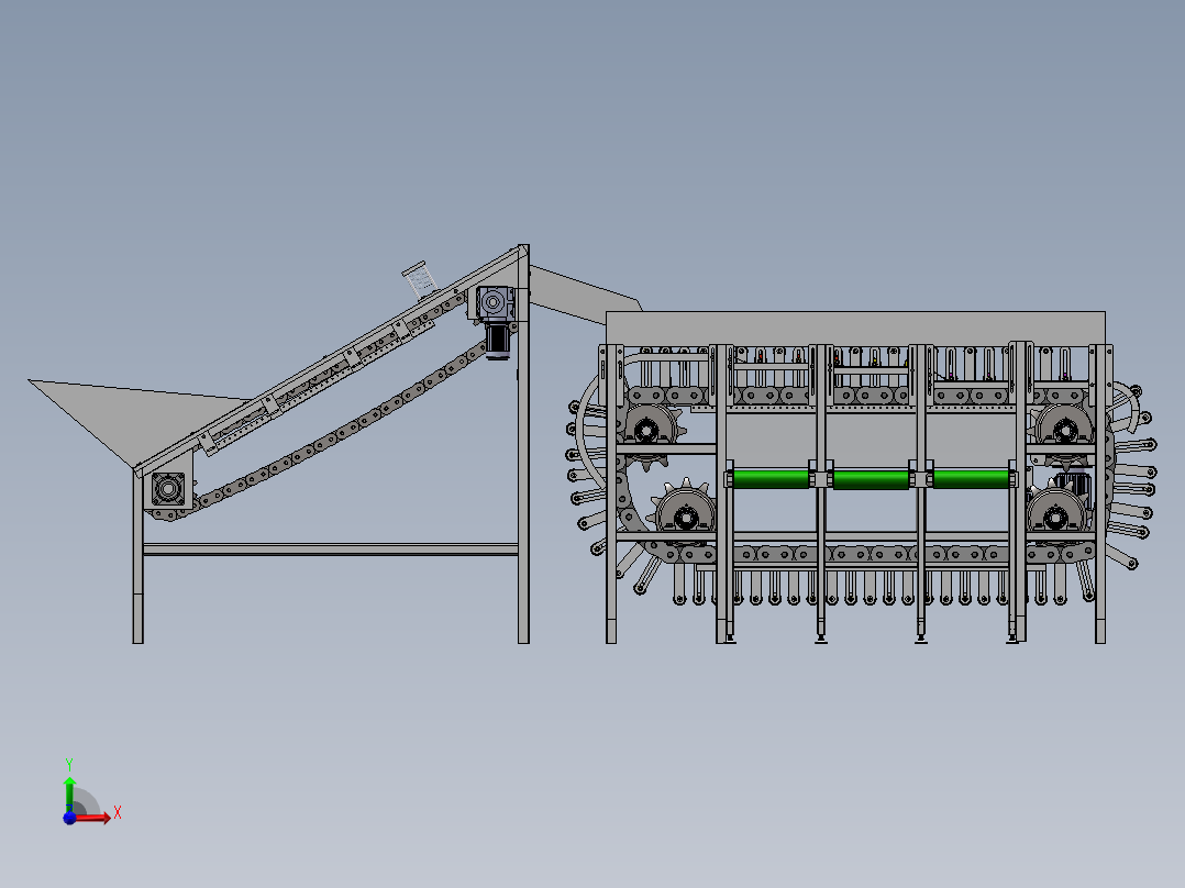 滚杠式马铃薯分级机设计含三维二维说明书前视图