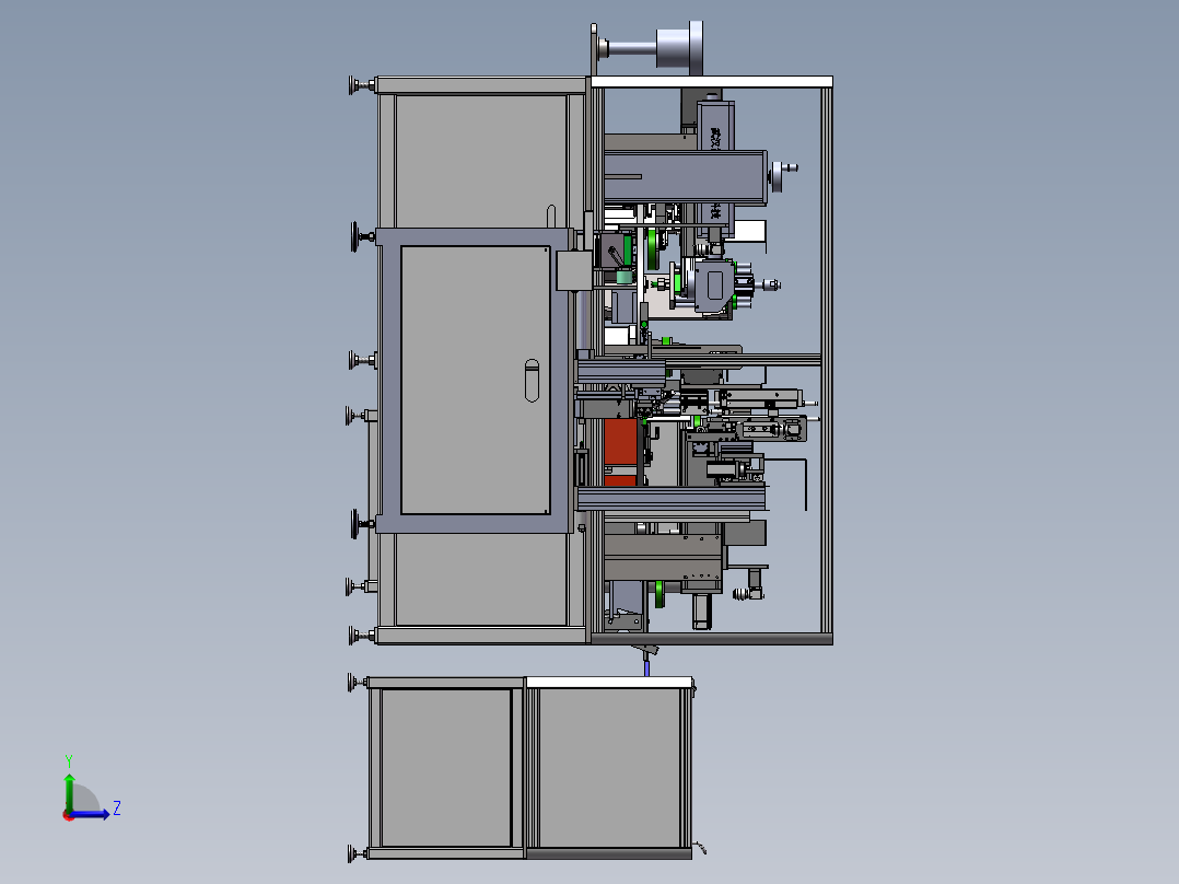 自动上料863充磁机（sw18可编辑+工程图+bom）左视图
