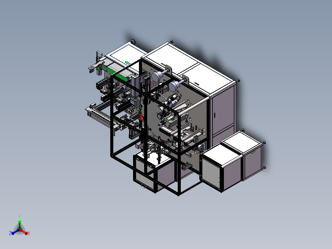 自动上料863充磁机（sw18可编辑+工程图+bom）正等轴测图