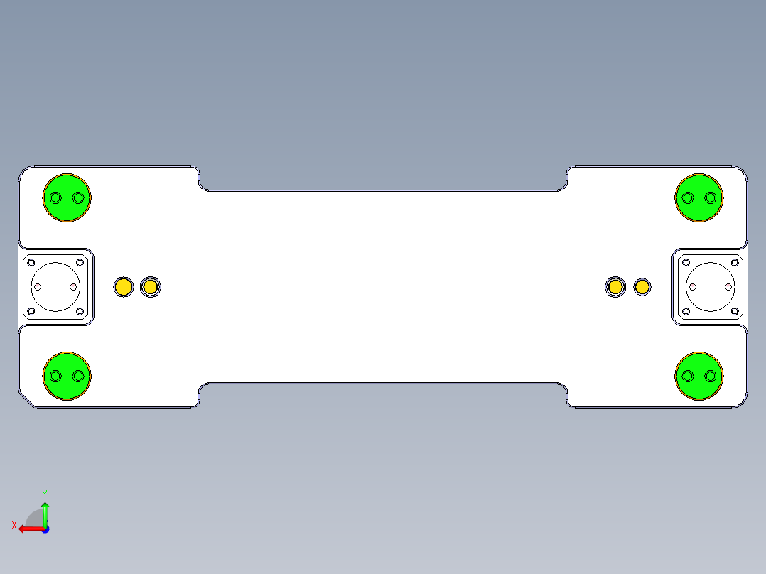 长条金属盖四轴外侧开粗治具模型后视图