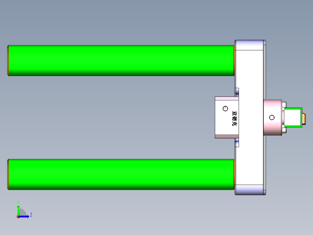 长条金属盖四轴外侧开粗治具模型左视图
