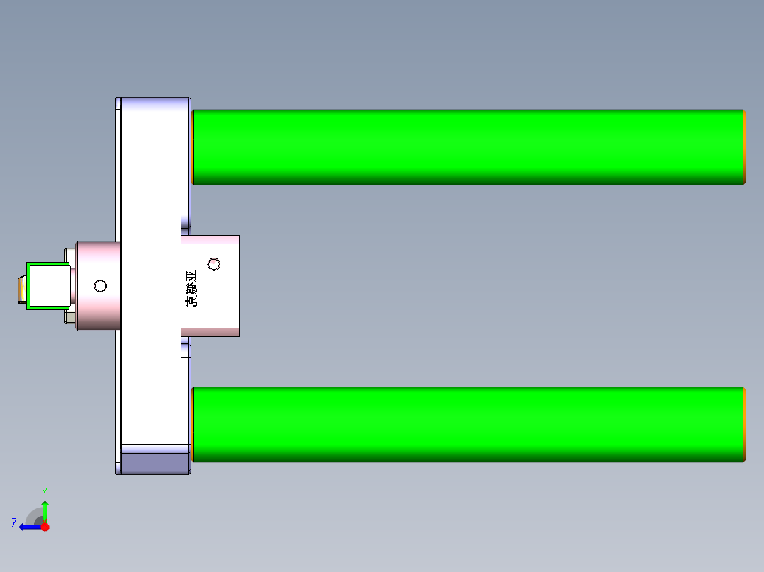 长条金属盖四轴外侧开粗治具模型右视图
