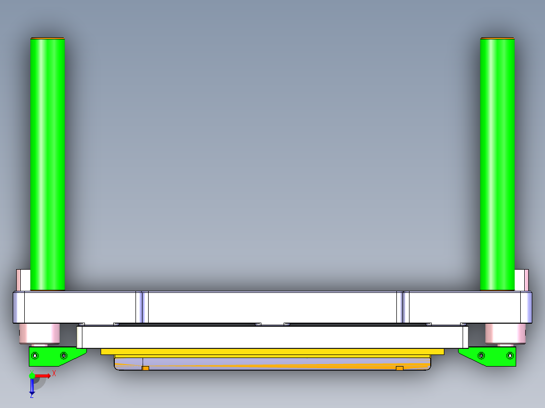 长条金属盖四轴外侧开粗治具模型俯视图