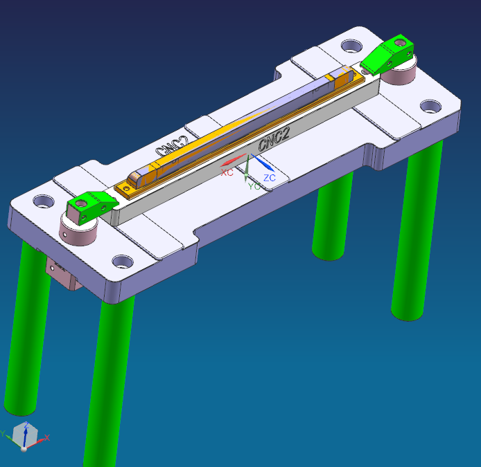 长条金属盖四轴外侧开粗治具模型