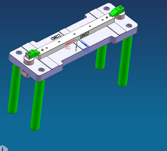 长条金属盖四轴外侧开粗治具模型