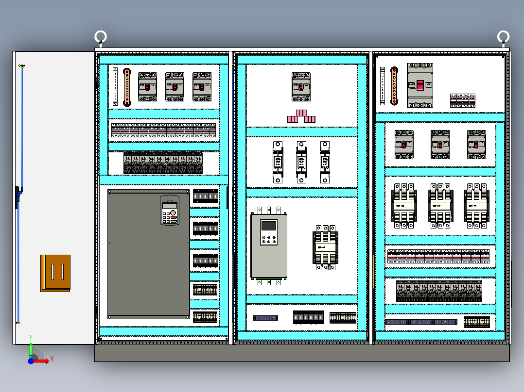 钣金柜变频器120A交流接触器前视图
