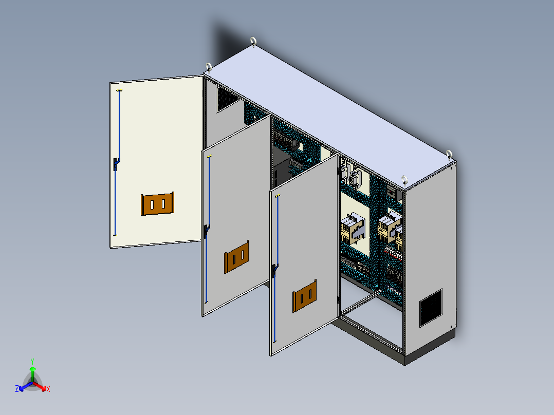 钣金柜变频器120A交流接触器正等轴测图