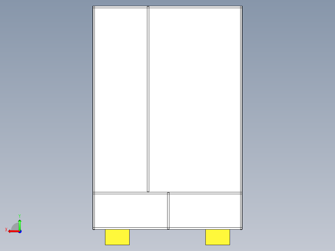 B2004282-薄板金属三门衣柜后视图