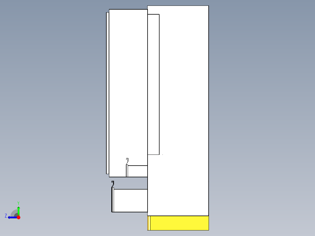 B2004282-薄板金属三门衣柜右视图