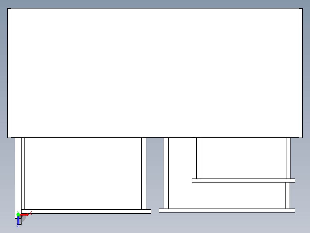 B2004282-薄板金属三门衣柜俯视图