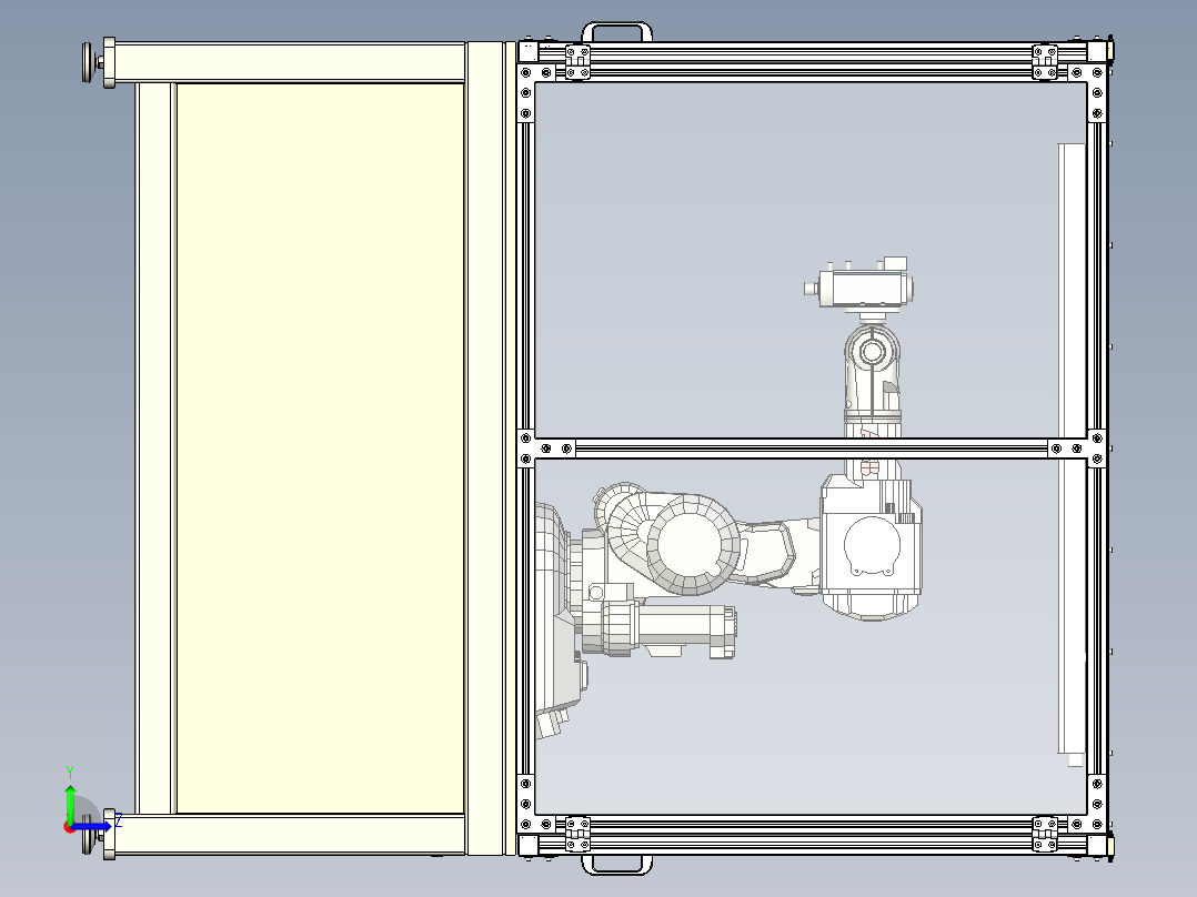 带主轴的 ABB IRB 140 机器人单元左视图