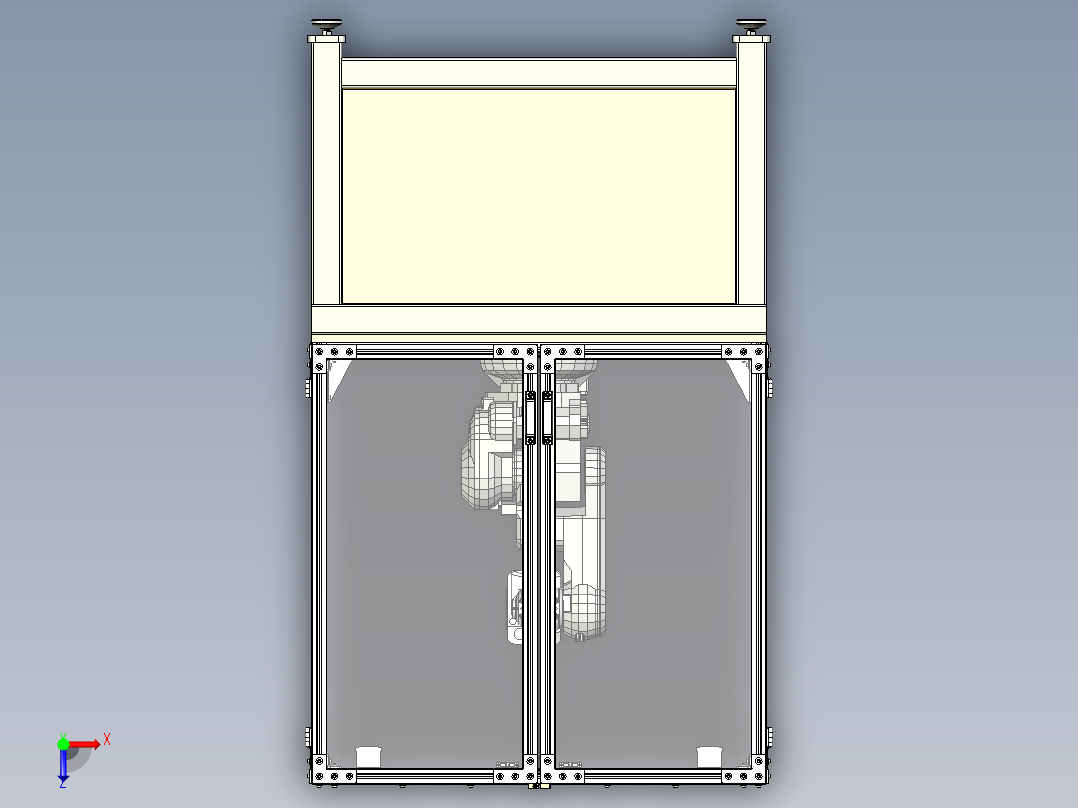 带主轴的 ABB IRB 140 机器人单元俯视图