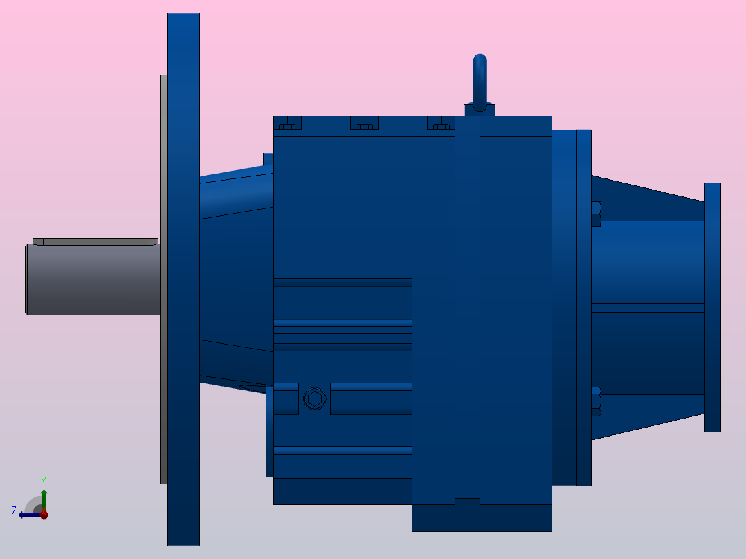 RF77ZP斜齿轮减速机RF77-10.88-M1-P63-Φ300右视图