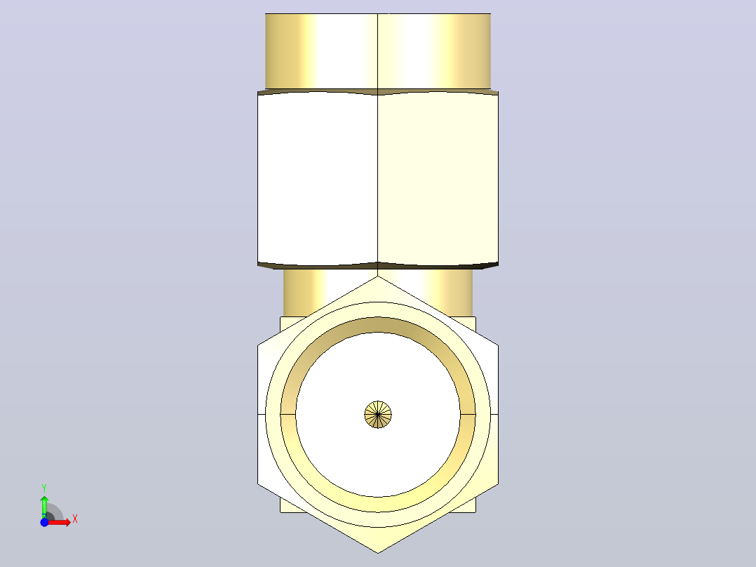 SMA公头至SMA公头90度连接器前视图