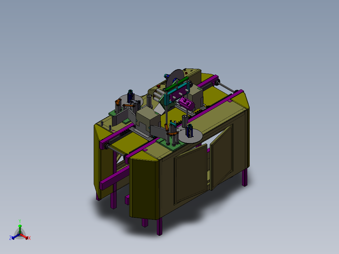 包装盒贴标机（国产）正等轴测图