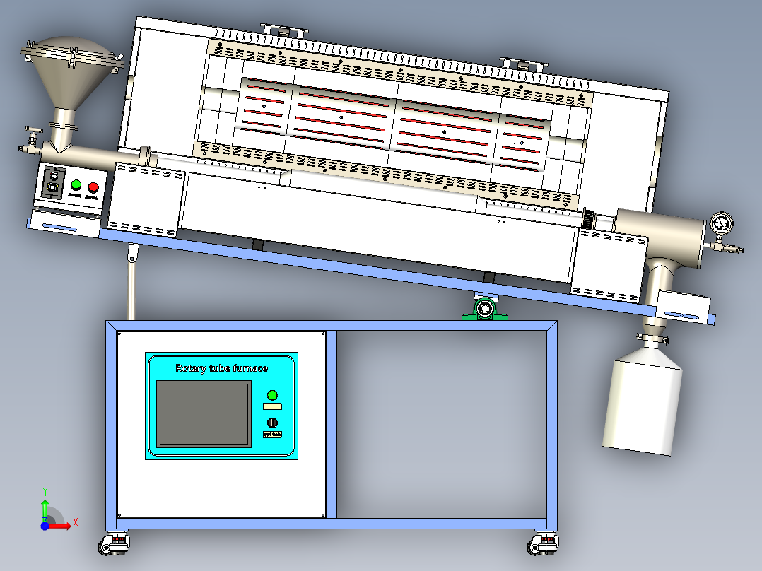 全自动旋转管式炉设计三维SW前视图