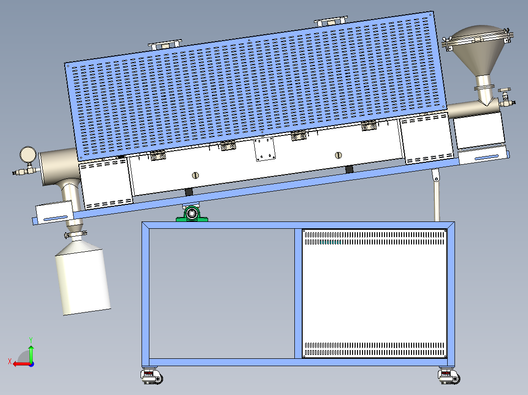 全自动旋转管式炉设计三维SW后视图