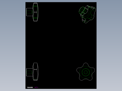 星型把手VC.192-2D多系列多零件图纸模型