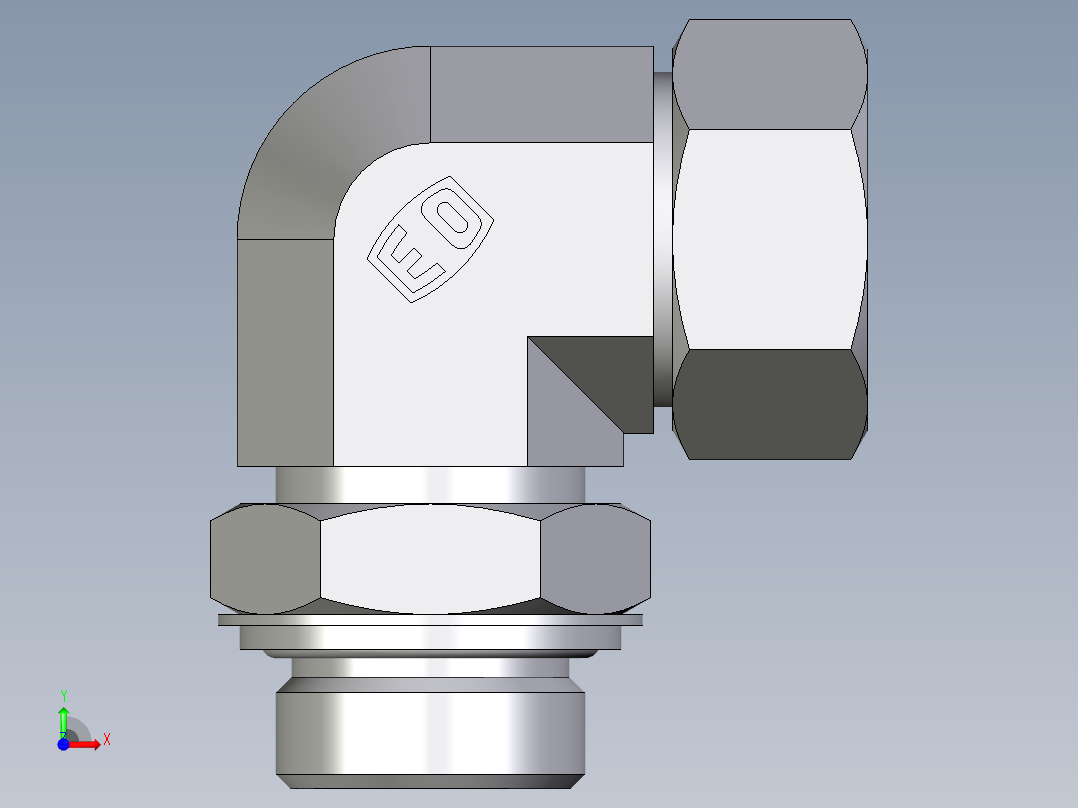 卡套式工业通用硬管接头EO_Adjustable_Locknut_elbow_WEE28ZLRCF前视图