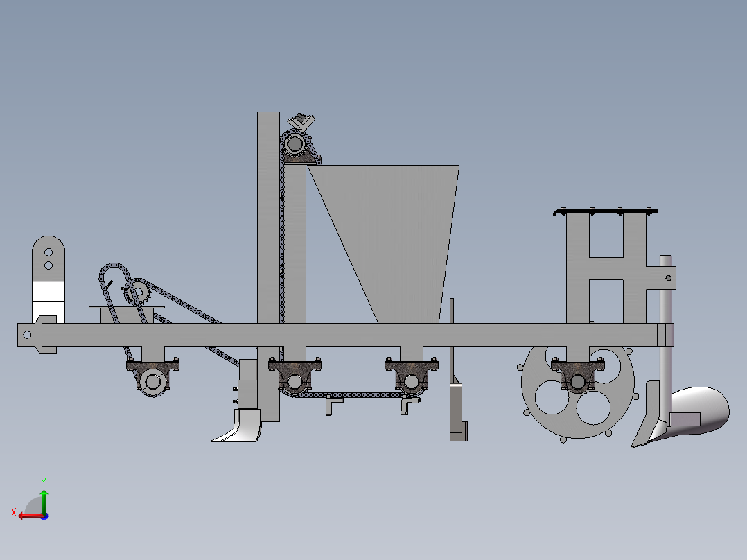 大蒜播种机耕地机sw22可编辑后视图