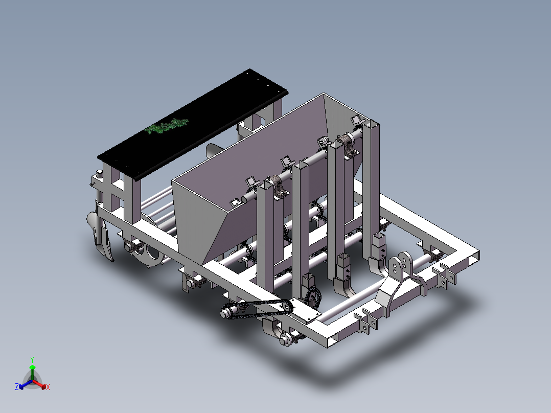 大蒜播种机耕地机sw22可编辑正等轴测图