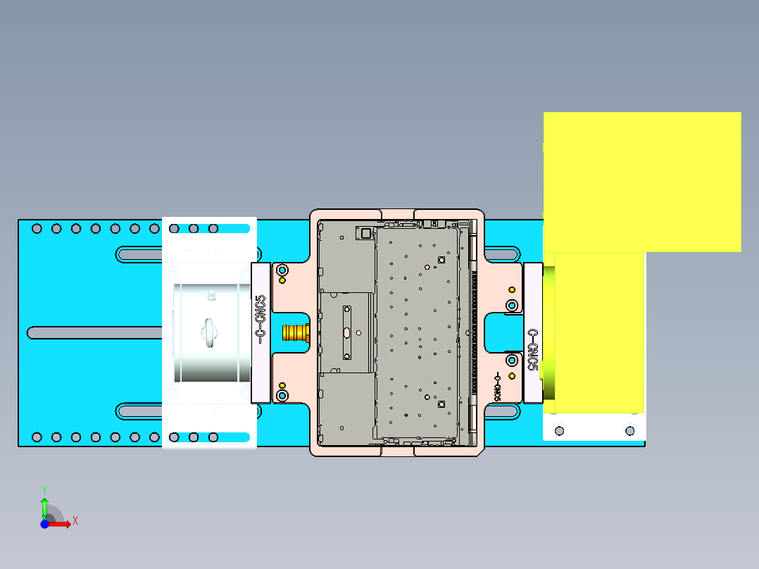 四轴电脑外壳铣侧孔治具前视图