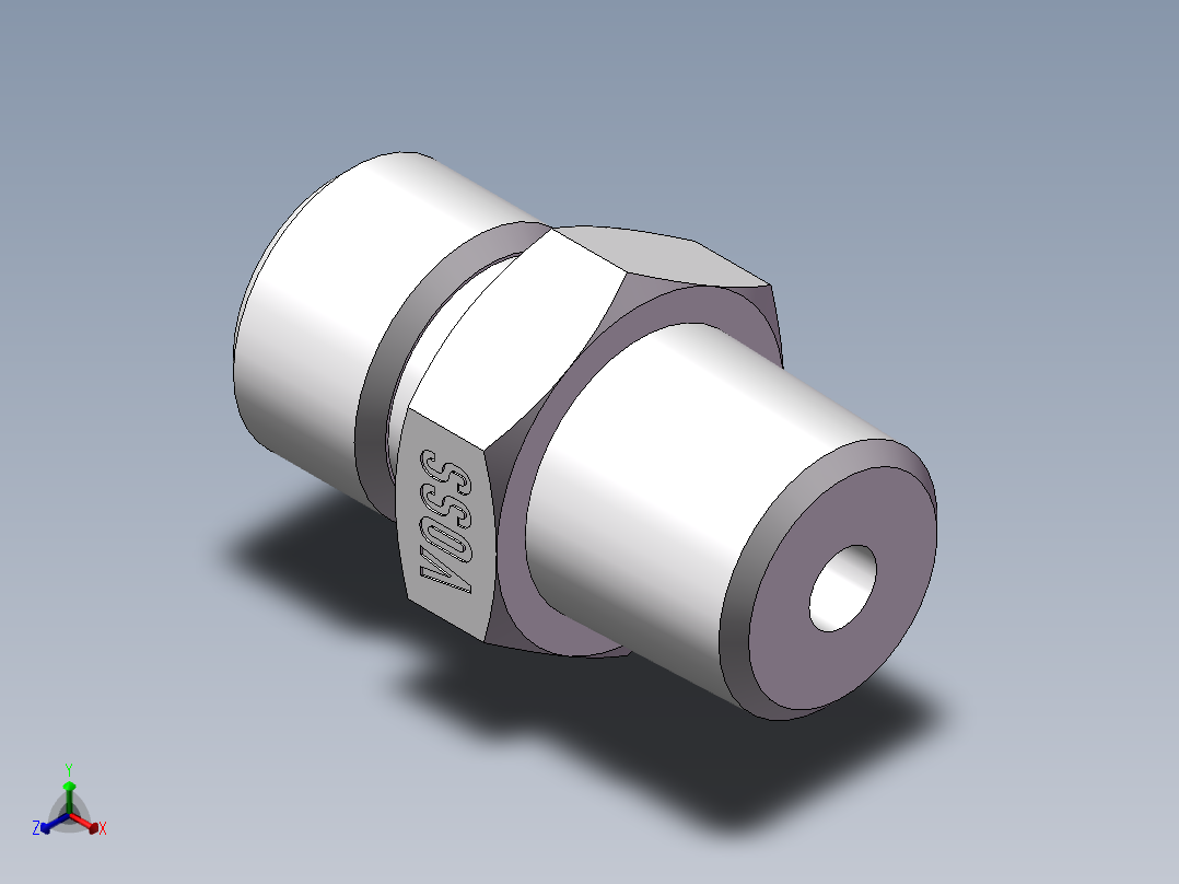 英制锥管螺纹直接头、1DT-14-04SP正等轴测图