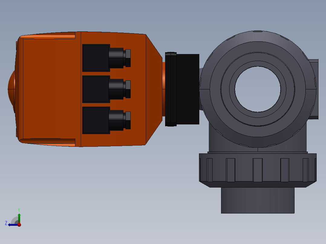 电动三通球阀右视图