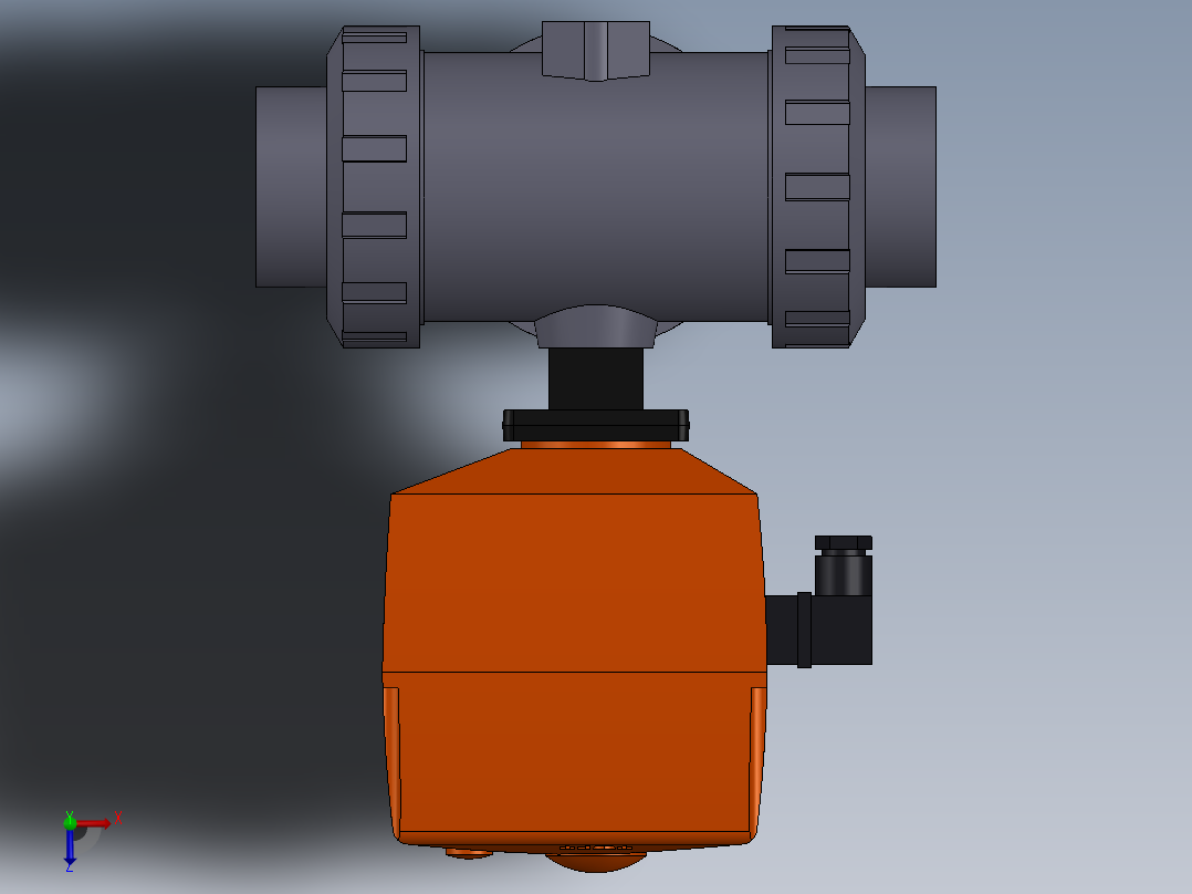 电动三通球阀俯视图