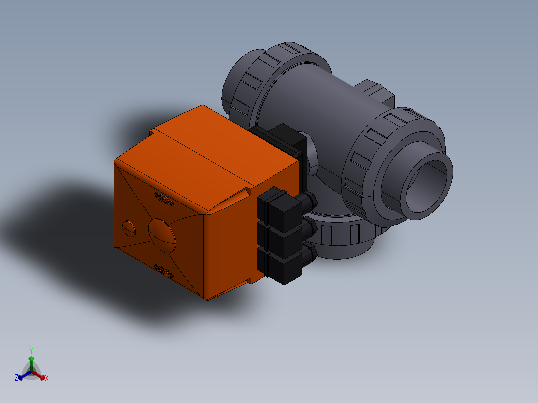 电动三通球阀正等轴测图