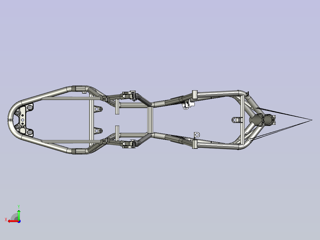 杜卡迪车架后视图