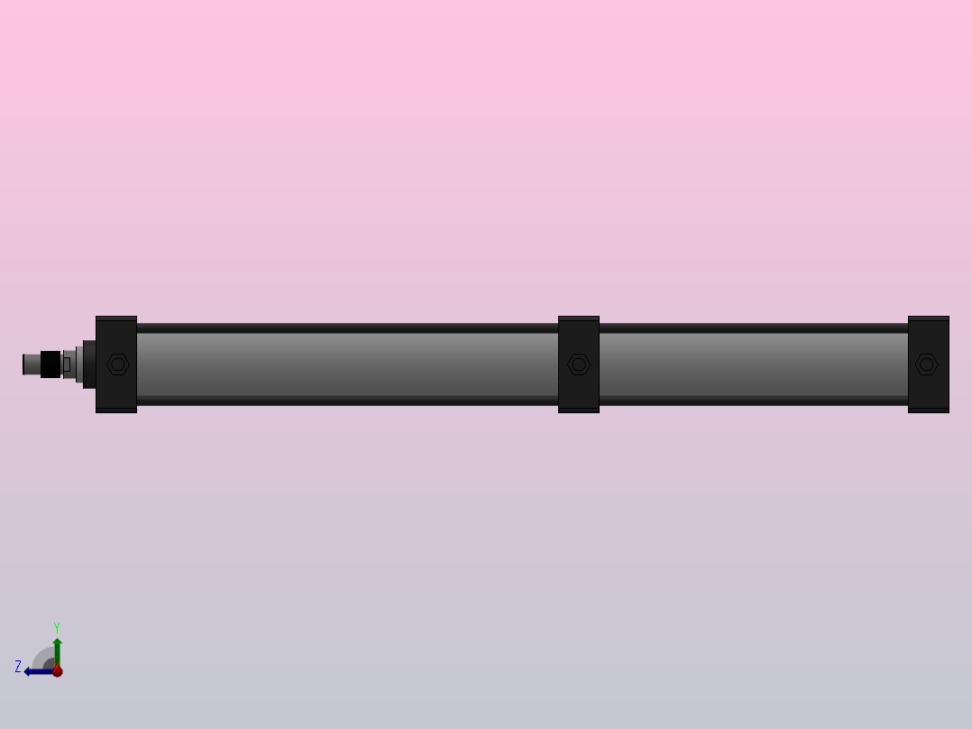 10A-5(N)系列三位步进气缸[10A-5(N) SD 63×300╱200 SD]右视图