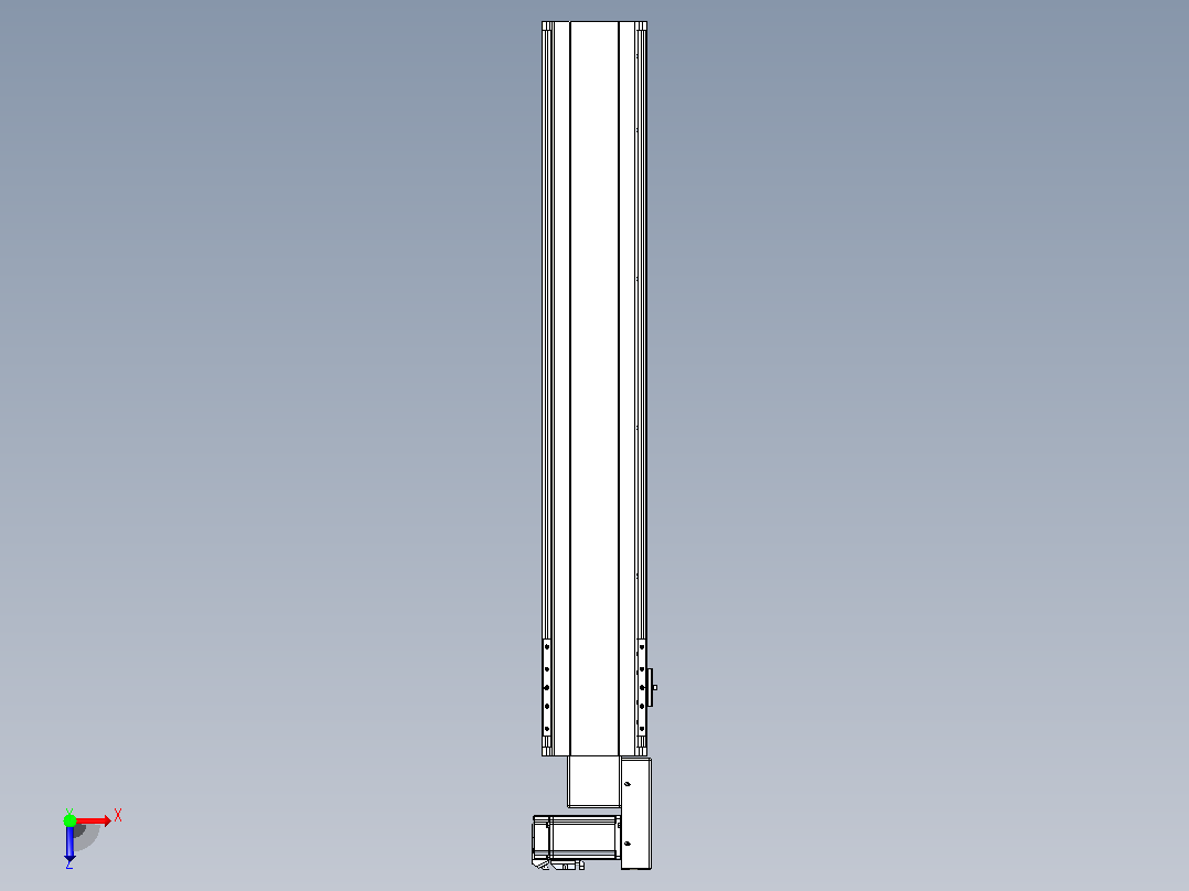 皮带直线轴半封闭可选导轨TPA-HNB-140D-120-L750-MR-Y-P40-N3俯视图