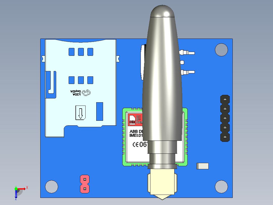 SIM800C GSM模块俯视图