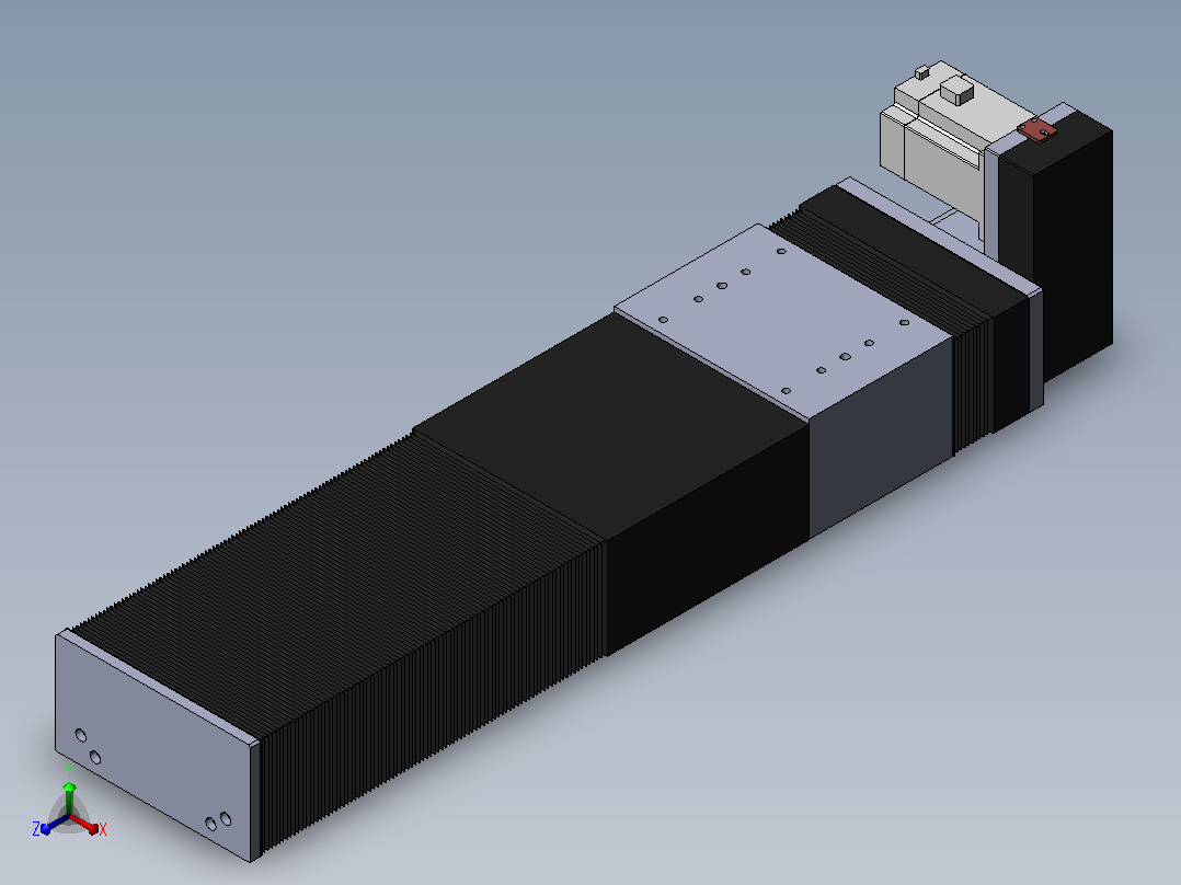 直线模组DMBF170-RUCR（电机右上折）[DMBF170-L45S500-DT750-A2U-RUCR]正等轴测图