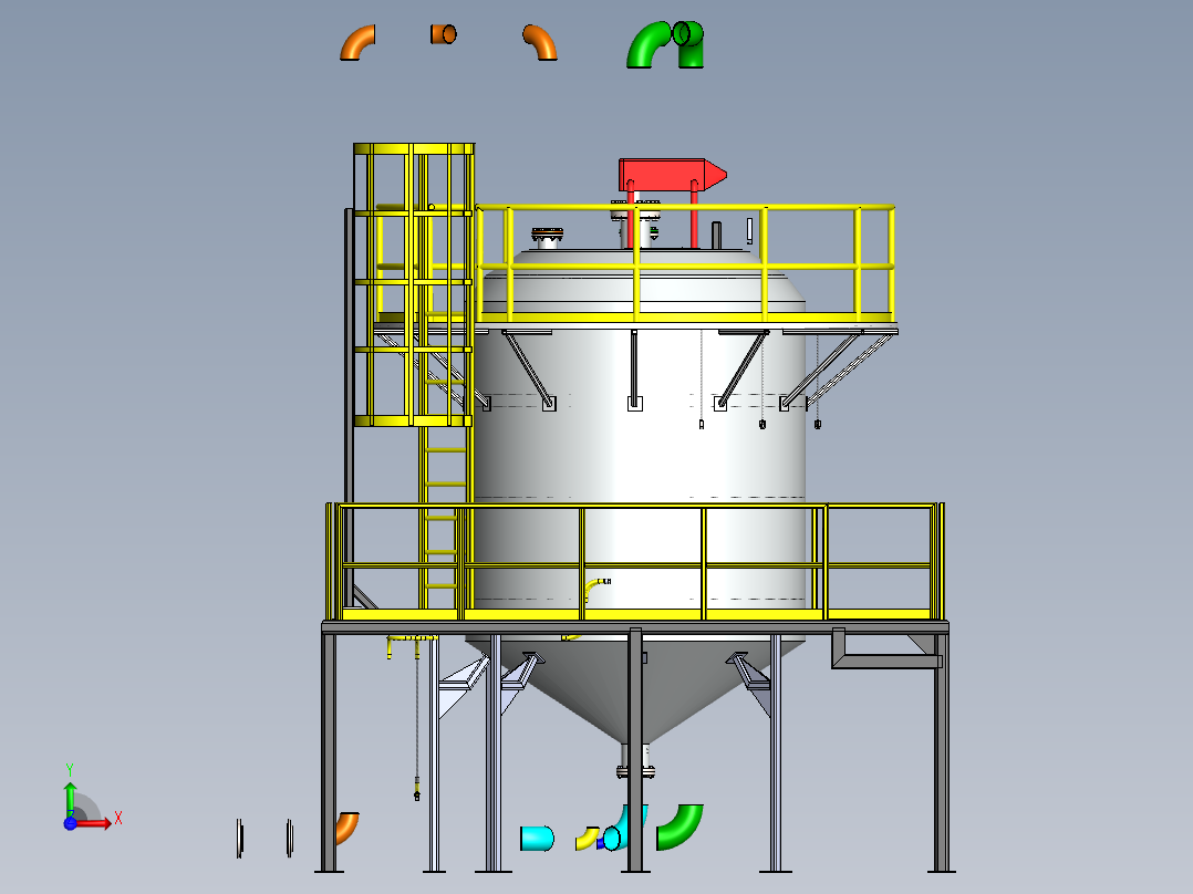 搅拌容器钢平台sw16可编辑前视图
