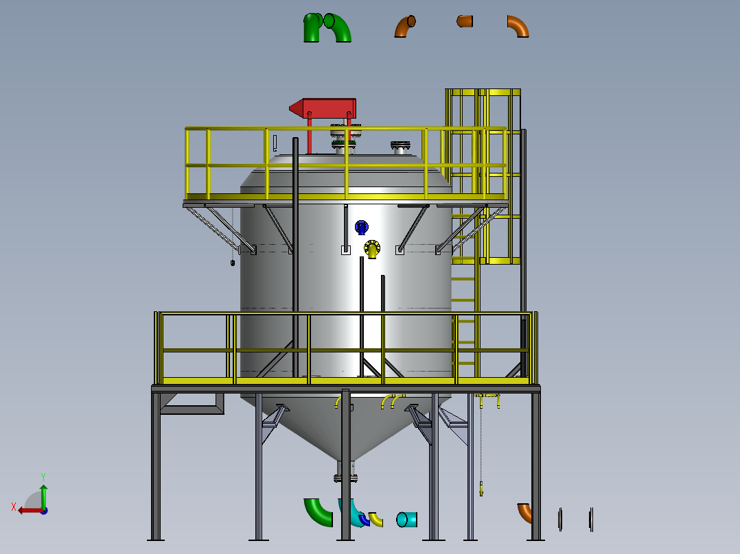 搅拌容器钢平台sw16可编辑后视图