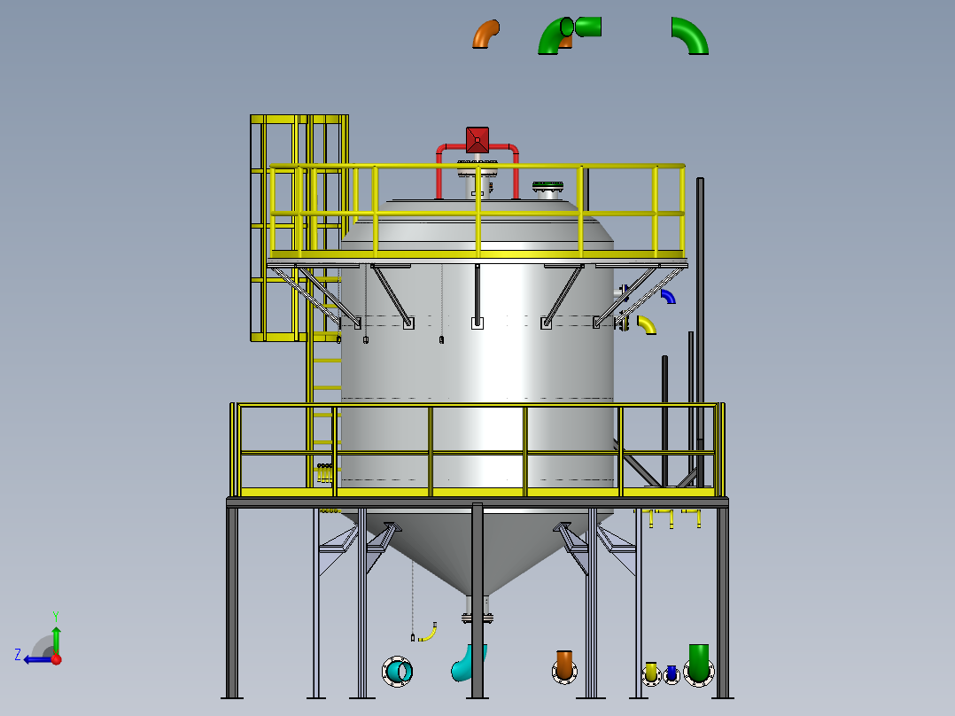 搅拌容器钢平台sw16可编辑右视图
