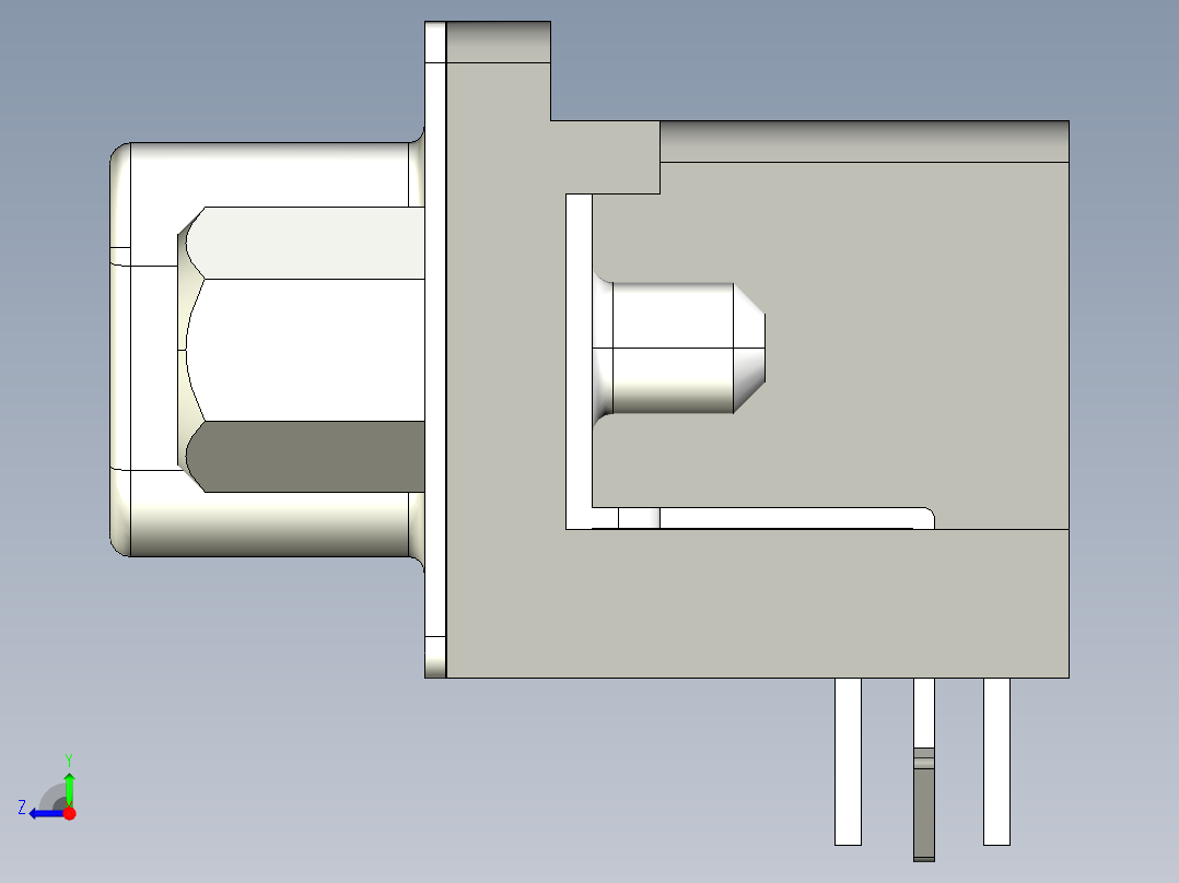 D型15芯插头右视图