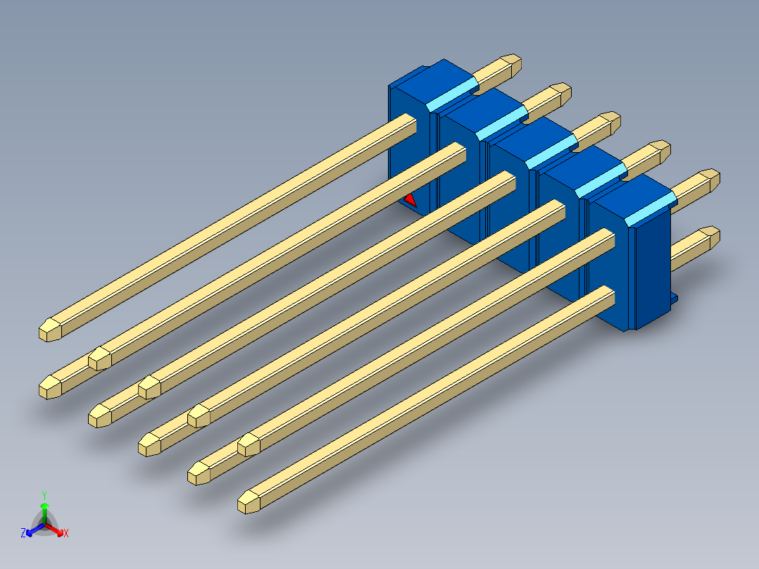 彩色公头100mil（2.54mm）系列-DS1021_blue_2x05p_100mil_Type19_rev1.0主视图