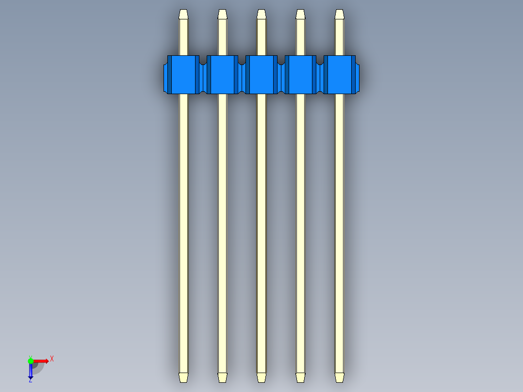彩色公头100mil（2.54mm）系列-DS1021_blue_2x05p_100mil_Type19_rev1.0俯视图