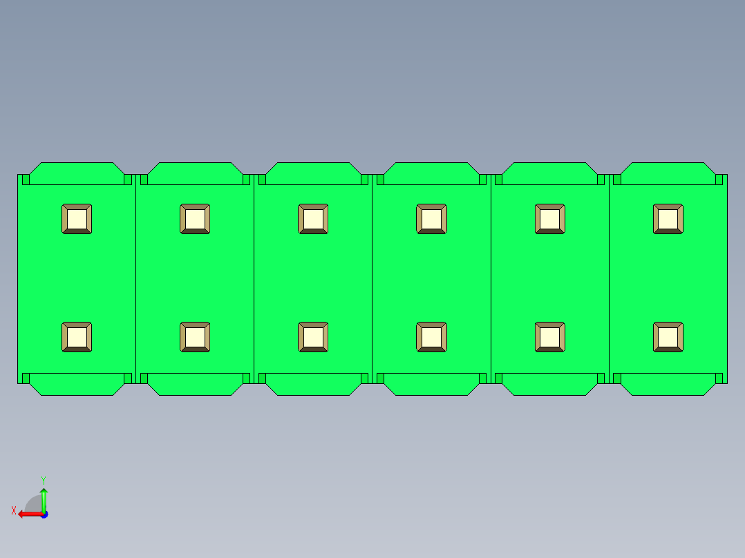 彩色公头100mil（2.54mm）系列-DS1021_green_2x06p_100mil_Type19_rev1.0后视图