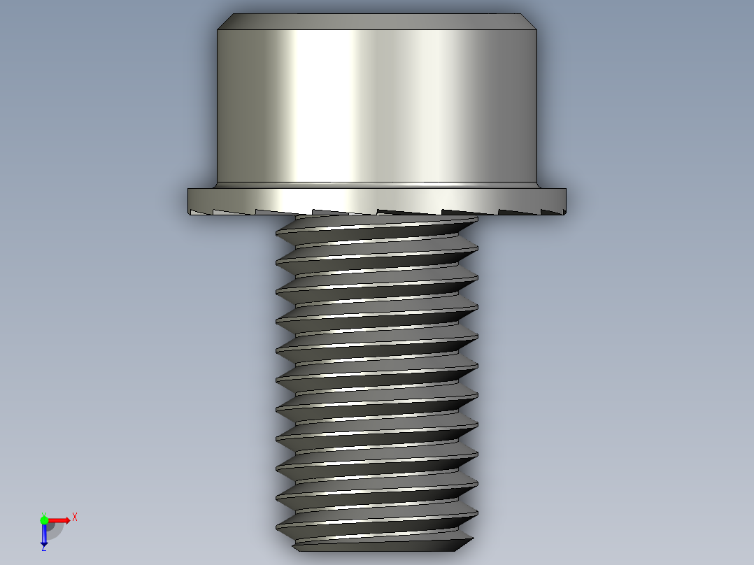 锯齿状法兰头螺钉-Serrated-Flange Socket Head Screws M12 x 1.75 mm Thread 20 mm Long俯视图