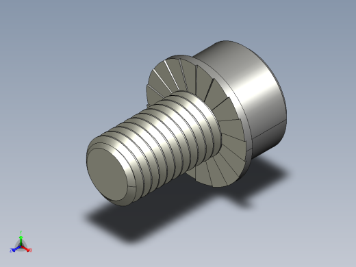 锯齿状法兰头螺钉-Serrated-Flange Socket Head Screws M12 x 1.75 mm Thread 20 mm Long正等轴测缩略图