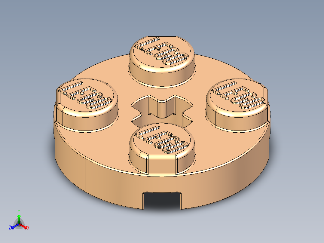 乐高零件 4032 板 2 x 2 圆形-4032 Light Orange Plate 2 x 2 Round.STEP正等轴测图