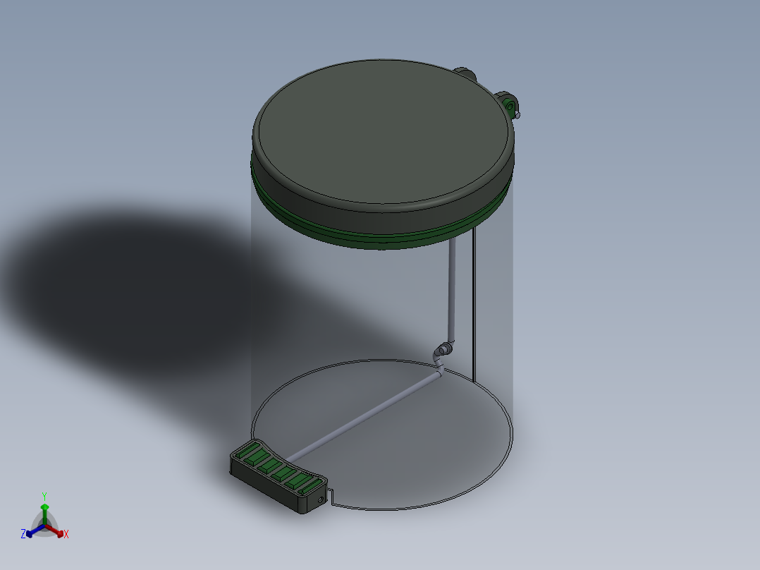 脚踏式垃圾筒正等轴测图