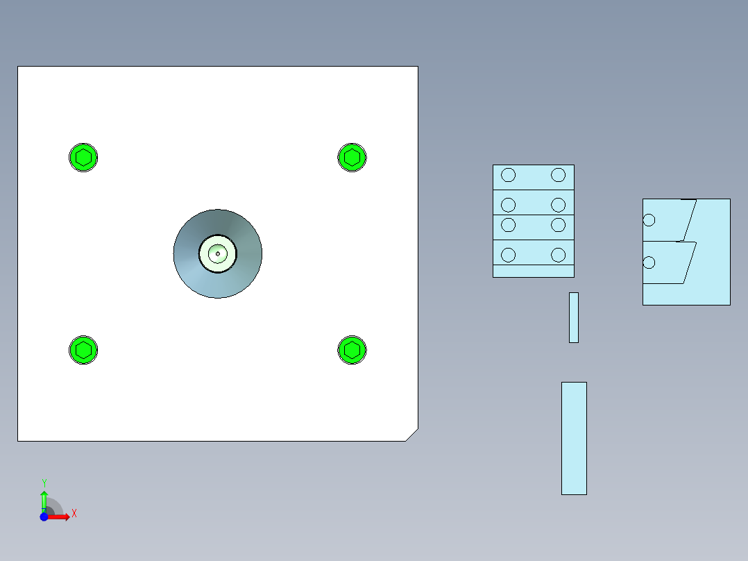 感应头配件（多腔拼模）前视图